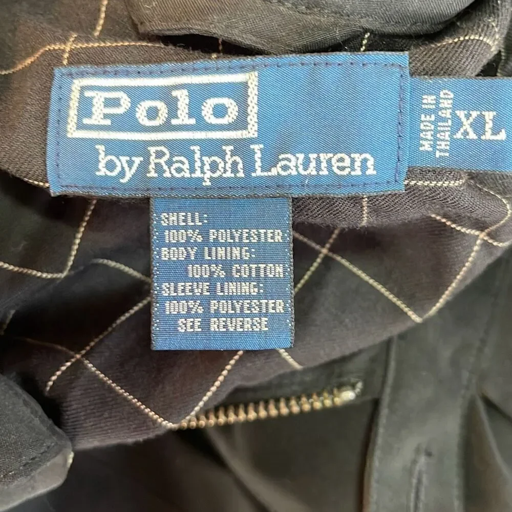 Polo Ralph Lauren Black Full Zip Harrington Bi-Swing Windbreaker Jacket Size XL